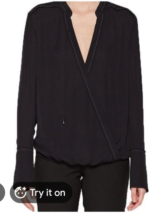 Brochu Walker Tops - Brochu Walker Black Seville Silk Crepe Wrap Blouse/Size XS